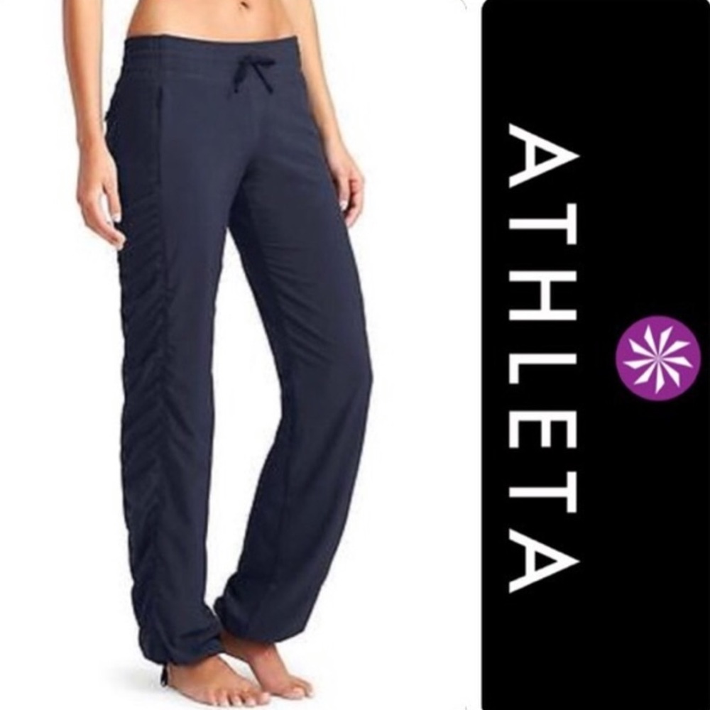 Black Athleta Workout Pants Tie Waist Low Rise